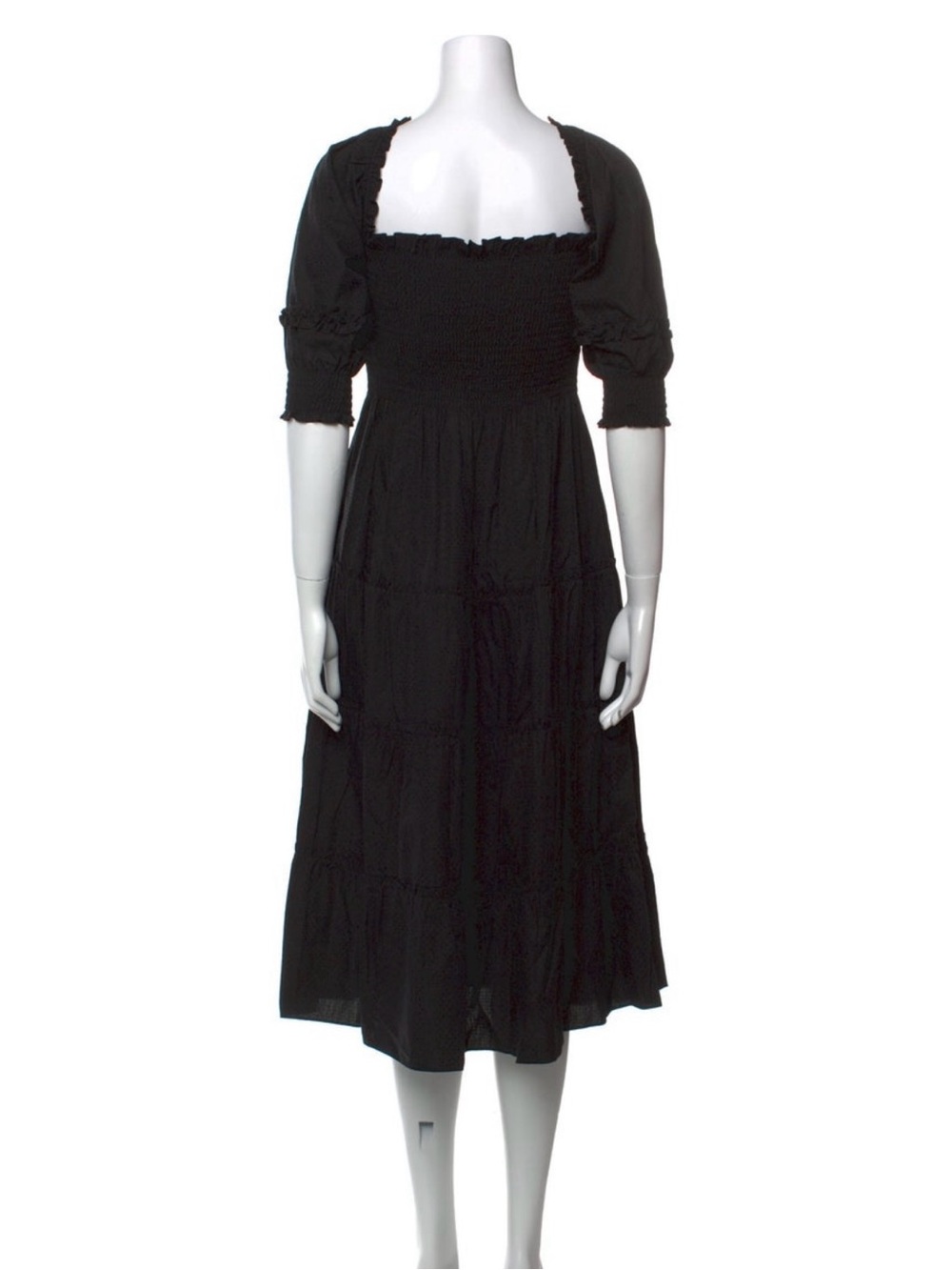 Hill House Home Black Ruffle Square Neck Midi Dress XS Cottagecore - Picture 4 of 4